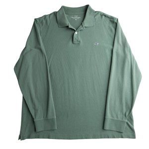 Vineyard Vines Polo Long Sleeve Mens Size XL Teal Office Casual 100% Cotton